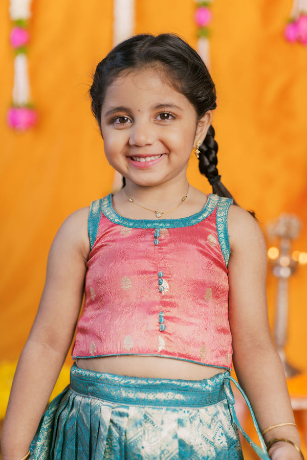 IMD - Aaradhya Pink with Blue Lehenga Mini (Set of 2)
