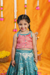 IMD - Aaradhya Pink with Blue Lehenga Mini (Set of 2)