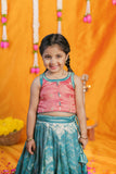 Aaradhya Pink with Blue Lehenga Mini (Set of 2)