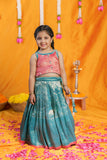 Aaradhya Pink with Blue Lehenga Mini (Set of 2)