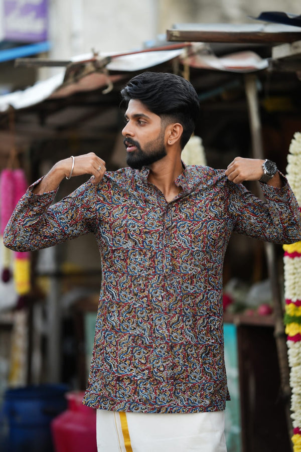 Tushar Red Kalamkari Shirt