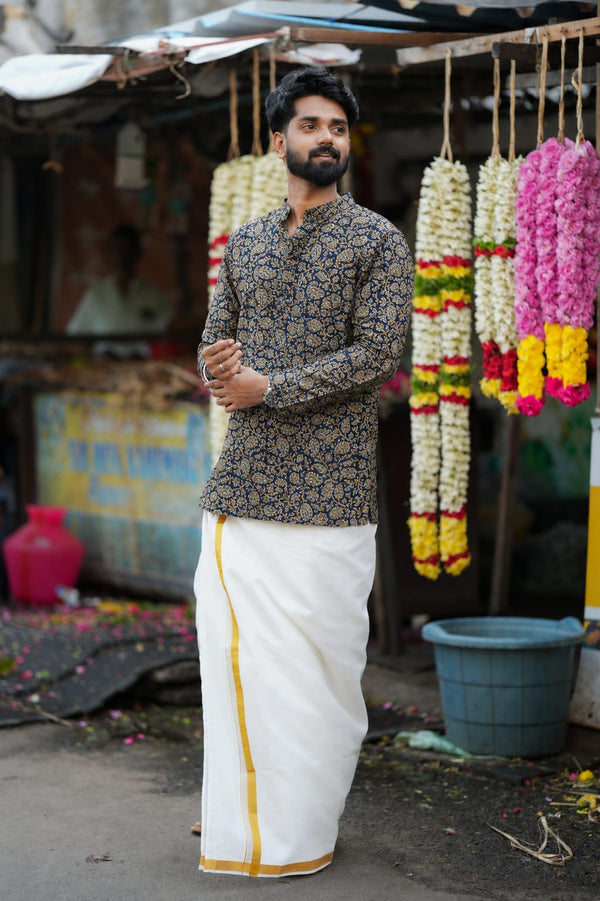 Tushar Black Kalamkari Shirt