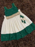 GRG - kids mini green croptop with cream skirt (1-2Y Available)