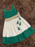 GRG - kids mini green croptop with cream skirt (1-2Y Available)