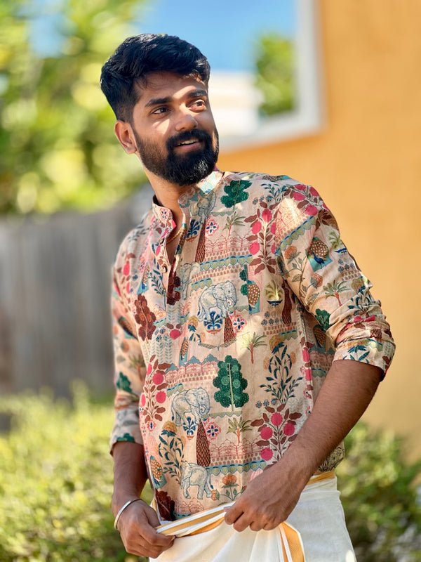 Aarav - Pichwai Mughal Kurta Shirt