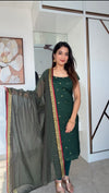 Meghna Green Chanderi Kurti Set ( Set of 2 )