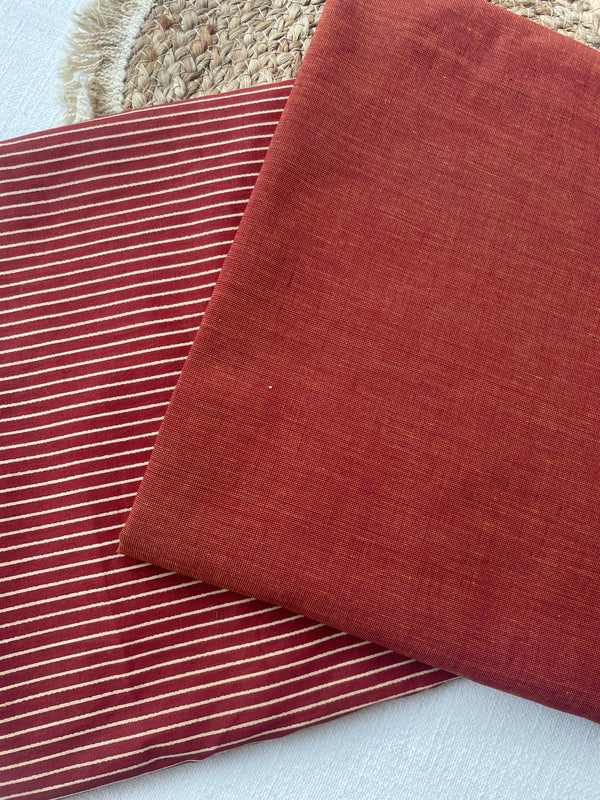 Rust – Handloom Cotton Top & Bottom Set