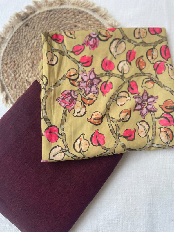 Berry – Handloom Cotton & Printed Muslin Suit Set