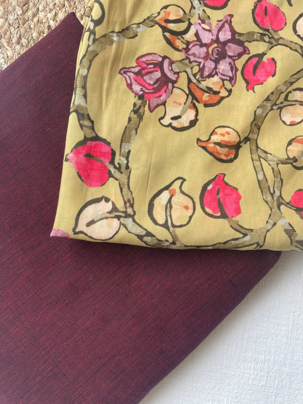 Berry – Handloom Cotton & Printed Muslin Suit Set