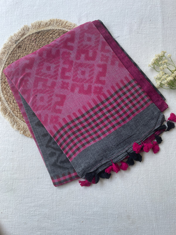 Grey Mul Mul Cotton Saree