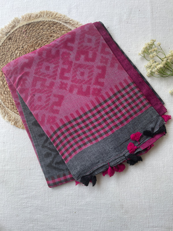 Grey Mul Mul Cotton Saree