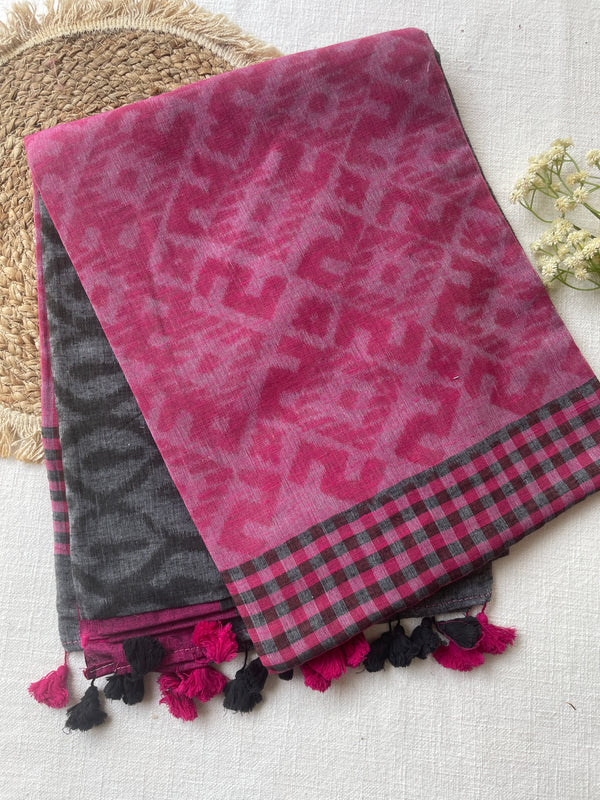 Grey Mul Mul Cotton Saree