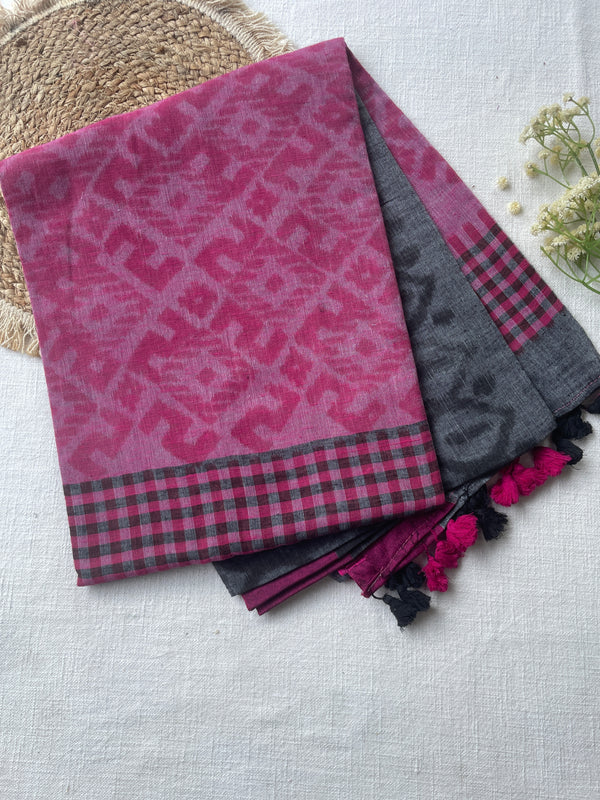 Grey Mul Mul Cotton Saree