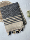 Ash Grey & Beige Mul Cotton Saree