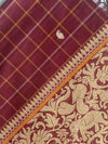 Maroon & Green Handloom Cotton Saree