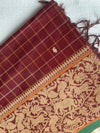 Maroon & Green Handloom Cotton Saree