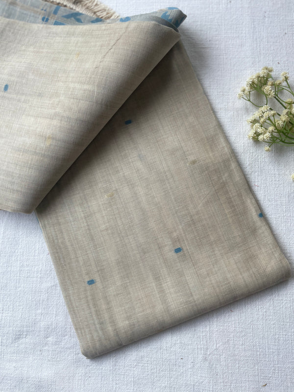 Blue & Beige Mul Mul Cotton Saree