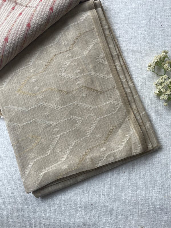 Rose Beige Mul Mul Cotton Saree