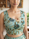 Chandrika Blue Croptop & Skirt ( Set of 2 )