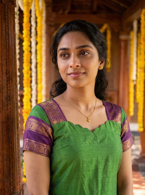 Thulir Green Chettinad Cotton Kurti Set ( Set of 2)