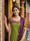 Yathra Green Checks Chettinad Cotton Kurti Set ( Set of 2)