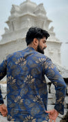 Arsh - Navy Blue Bagru Kurta