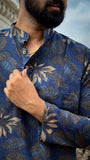 Arsh - Navy Blue Bagru Kurta