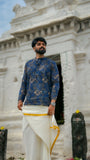 Arsh - Navy Blue Bagru Kurta