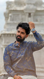 Arsh - Navy Blue Bagru Kurta