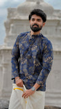 Arsh - Navy Blue Bagru Kurta