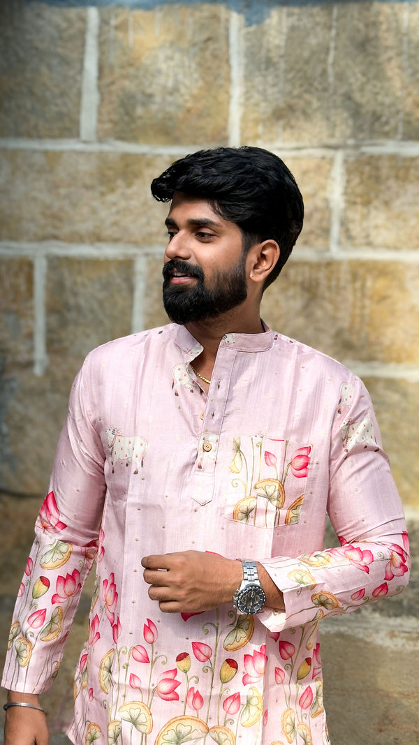 Arsh - Pastel Pink Pichwai Kurta