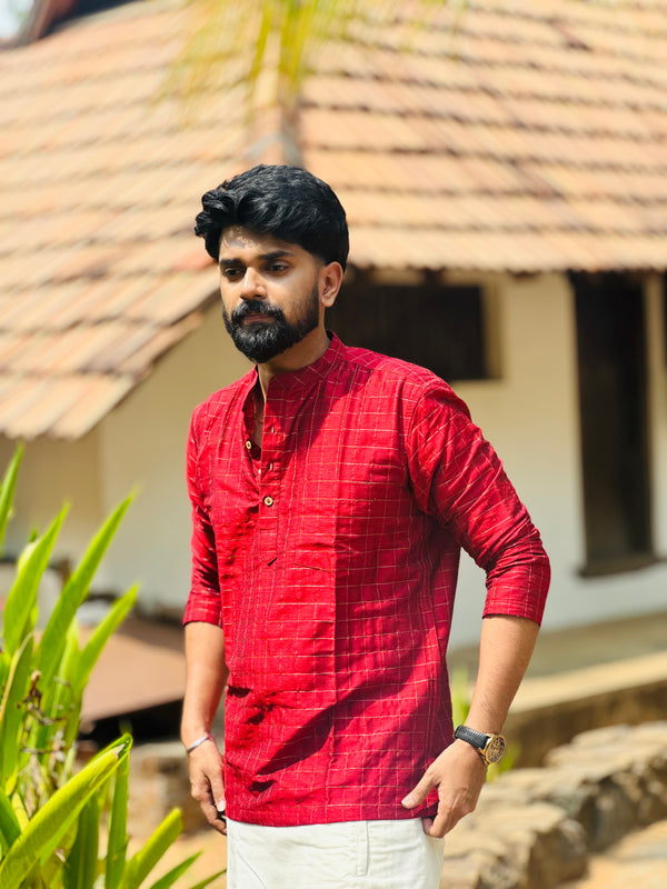 Ved - Maroon checks Kurta