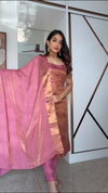 Tanisha Pink Banarasi Tissue Spaghetti Kurti Set
