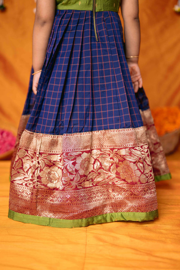 Aditi Navy Blue Checks Frock Mini