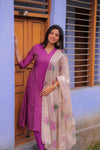 Lavender Lotus Banarasi A-Line Kurta with Dupatta (PR)