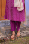 Lavender Lotus Banarasi A-Line Kurta with Dupatta (PR)
