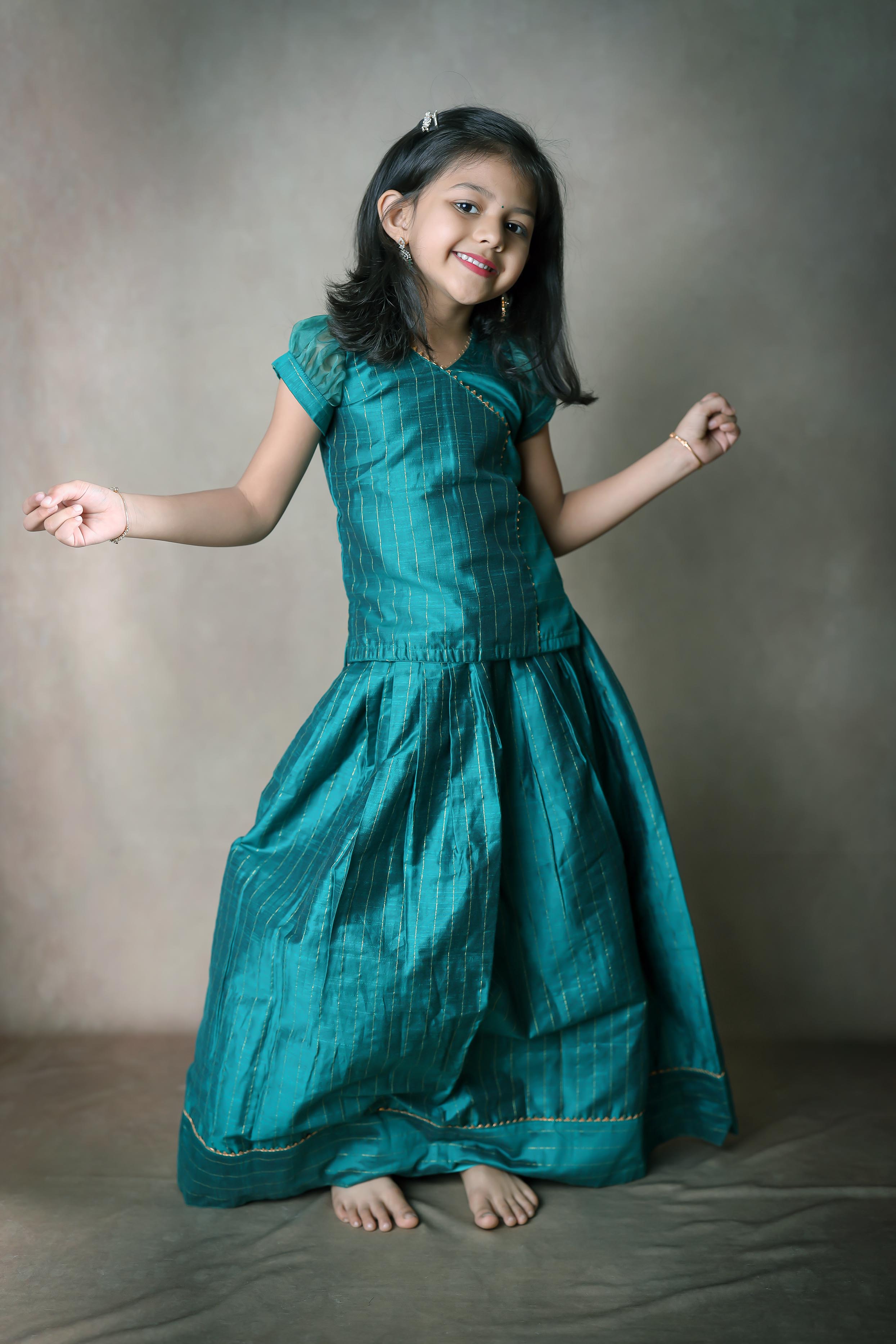 Best Gift for a Baby Girl: Green Chanderi Dress 
