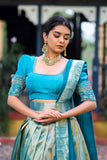 Blue Banarasi Silk Half Saree with Hand worked Blouse (FW)