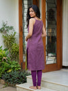 Mayilini Violet Shimmer Kotta Spaghetti Kurti Set ( Set of 2 )