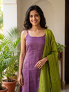 Mayilini Violet Shimmer Kotta Spaghetti Kurti Set ( Set of 2 )