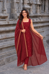 Meghna Maroon Chanderi Kurti Set (Set of 2)