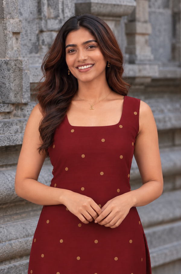 Meghna Maroon Chanderi Kurti Set (Set of 2)