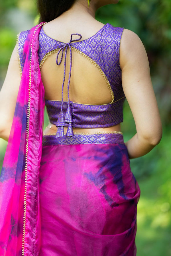 Mira Pink Organza Saree (Set of 2)