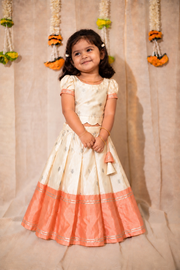 Nadhi Ivory with Orange Lehenga Mini (Set of 2)