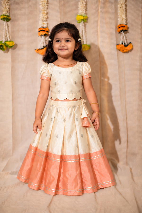 Nadhi Ivory with Orange Lehenga Mini (Set of 2)