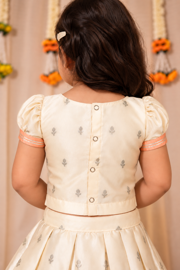 Nadhi Ivory with Orange Lehenga Mini (Set of 2)