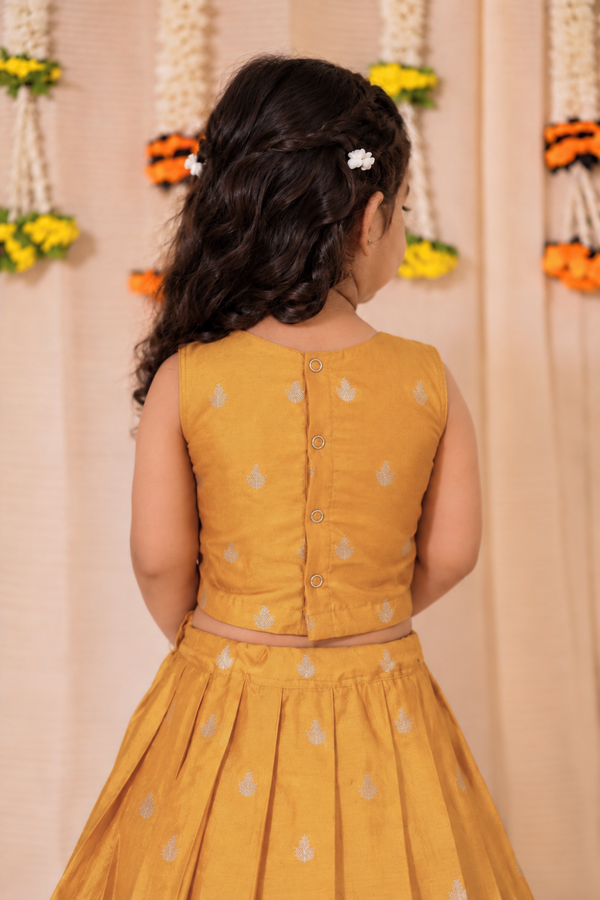 Nadhi Mustard with Orange Lehenga Mini (Set of 2)
