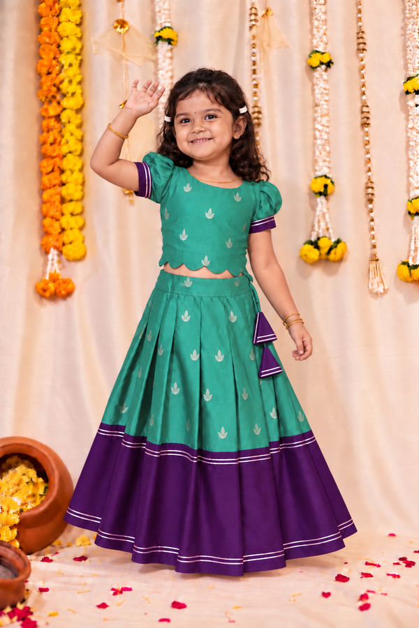 Nadhi Teal with Violet Lehenga Mini (Set of 2)