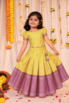 Nadhi Yellow with Mauve Pink Lehenga Mini (Set of 2)