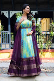 Sky blue with wine Banaras Dress( FW )